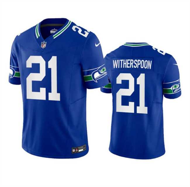 Men's Seattle Seahawks #21 Devon Witherspoon Royal 2023 F.U.S.E. Throwback Vapor Limited Stitched Jersey,We sell and wholesale Men's Seattle Seahawks #21 Devon Witherspoon Royal 2023 F.U.S.E. Throwback Vapor Limited Stitched Jersey on line form chian!